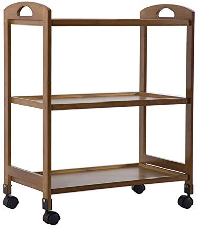 Mesa Carrito Camarera Carro De Servicio 3 Niveles De Madera Organizador Movimiento Fácil Encargarse De Ruedas Universales con Freno Capacidad 60 Kg (Color : Brown)
