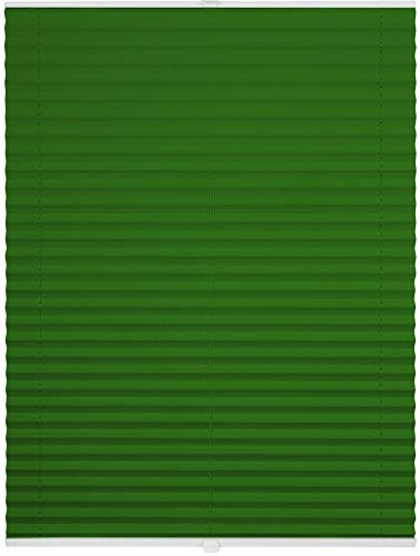 ondeco Plissee Klemmfix auf Maß für alle Fenster innen, ohne Bohren, Montage Klemmträger Sonnenschutz Sichtschutz Rollo Blickdicht Grün B: 91-100 cm, H: 151-200 cm