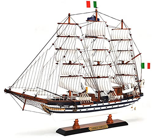 Lllunimon 65Cm Amerigo Vespucci Schiff Modell Holz Segelboot Nautical Wood Ornamente Kollektion