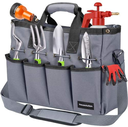 Housolution Garten Werkzeugtasche, 14 Zoll Tragbar Gartentasche, Grau