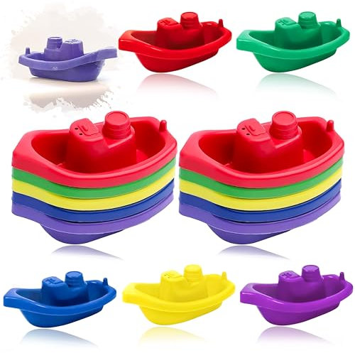 15 Stück Baby-Badezeit-Stapelboote 9,7 cm, Frösche, Enten, Buntstifte Badewanne schwimmendes Wasserwannenspielzeug, pädagogische Wasserunterhaltung für Kleinkinder und lustiges Spielen für Kinder