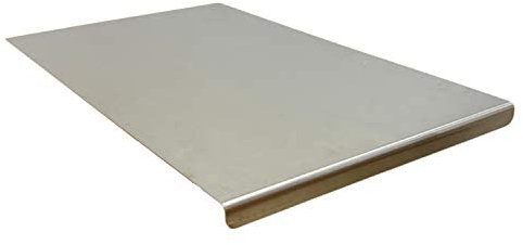 PRM Acciai Tagliere Acciaio Inox - Tagliere da Cucina e Spianatoia Acciaio Inox per Impastare Pizza, Pane, Pasta Sfoglia, Cioccolato e Dolci 400x560 Con Piega Frontale 20mm. No Alzatina Paraschizzi.