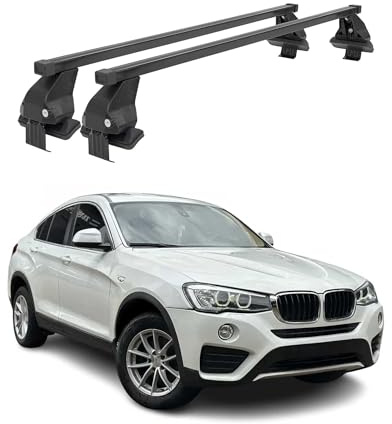 OMAC Menabo Dachträger für BMW X4 F26 2014-2018 Stahl Schwarz | DIN 75302:2019 & ISO/PAS 11154:2006 geprüft, Abschließbar, City-Crash-getestet, bis 50 kg Traglast, Querträger, Grundträger