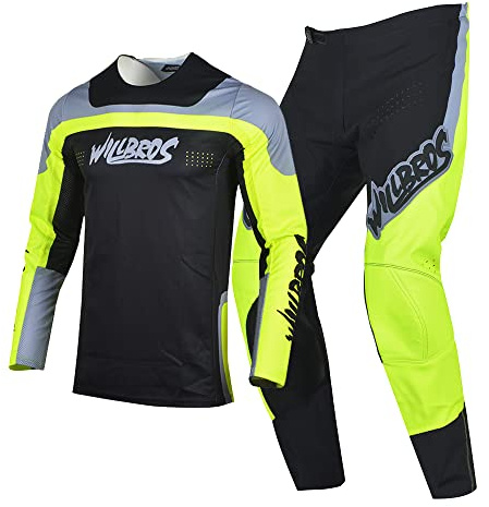 Willbros Masculino Pantalones de Jersey Camiseta de Motocross Bicicleta Todoterreno Todoterreno MX Traje Montar en Bicicleta Adultos