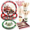 Kalolary 192Pcs Christmas Tableware Set, Christmas Paper Plates and Napkins Sets Red Buffalo Plaid Pickup Truck Christmas Tree Patterns Xmas Party Decorations Dinnerware Set, Serves 24