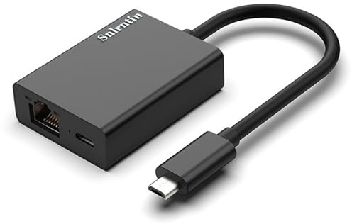 Snlrntin Ethernet Adapter for Fire TV Stick, Chromecast Ultra Audio & More Streaming TV Sticks - Micro USB to RJ45, 100Mbps Network Adapter
