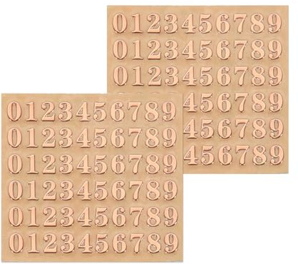 QUARKZMAN 2 Blätter Nummern Aufkleber, 3D Selbstklebende Groß Klebebuchstaben Sticker für Postfach,Schilder,Adressnummer,DIY Scrapbooking,Dekoration,Roségold（Nummern 0-9)