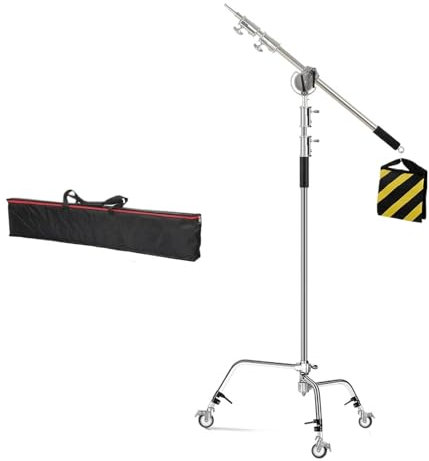 MMFURHHAY 106 cm–249 cm Edelstahl-Querlenkerstange mit Gewichtstasche, Zubehör, Verlängerungsstange, Fotostudio-Set, Lichtstativ(Crossbar and Wheels)