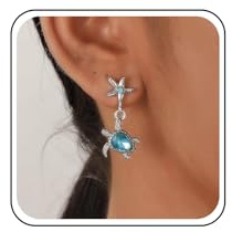 Cimenexe Böhmischen Kristall Schildkröte Baumeln Ohrringe Silber Saphir Seestern Ohrstecker Strass Schmuck Für Frauen