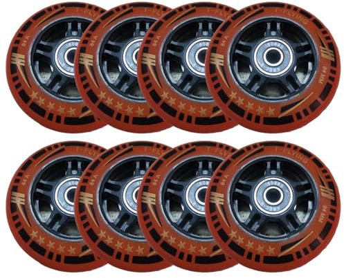 ANWEALTH Inline Skate Rollen Indoor/Outdoor Rollschuh Räder 84 mm Inline Skate Räder mit Lagern (8er Pack) 84A Rollschuh Ersatz Trainingsräder