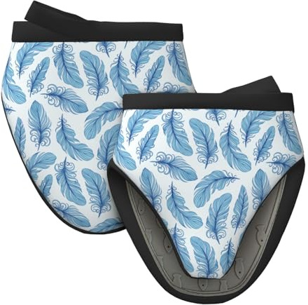 Mini guanti da forno in silicone, guanti da forno con piume blu, resistenti al calore, presine per cucina e cottura, guanti da forno carini, 2 pezzi