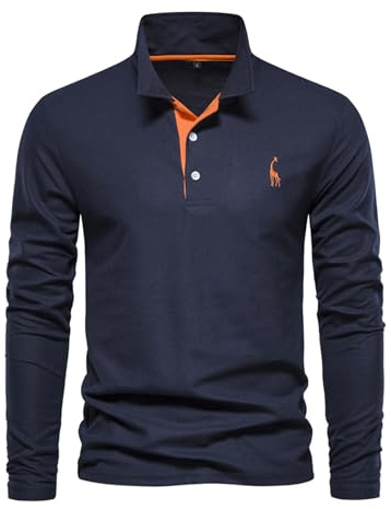 OlyljpinZ Polo Shirts Uomo a Maniche Lunghe Cotone Classic Camicia Outdoor Sportiva Golf Tennis T-Shirt Estiva Traspirante Magliette Casual Contrasto Golf Top Leggera Maglietta Basic Poloshirt
