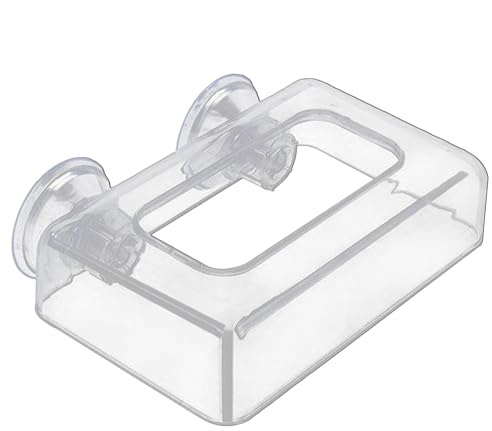 Distributore di cibo per acquari, mangiatoia galleggiante per acquari, facile installazione e utilizzo, materiale acrilico trasparente, 10 x 6 x 4 cm, per acquari e acquari