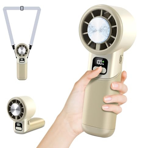 HONEYYEAR Ventilateur à compresse froide haute vitesse : 5 vitesses, refroidissement à une touche, déglaçage, batterie longue et glacière portable rotative à 180 °