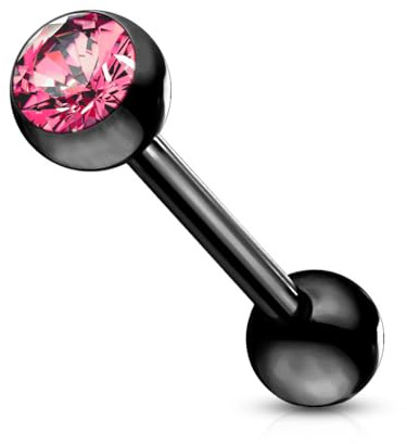 viva-adorno Barbell Piercing Stab Zungenpiercing Kristall Stecker Hantel Chirurgenstahl 316L beschichtet Zirkonia Z309n