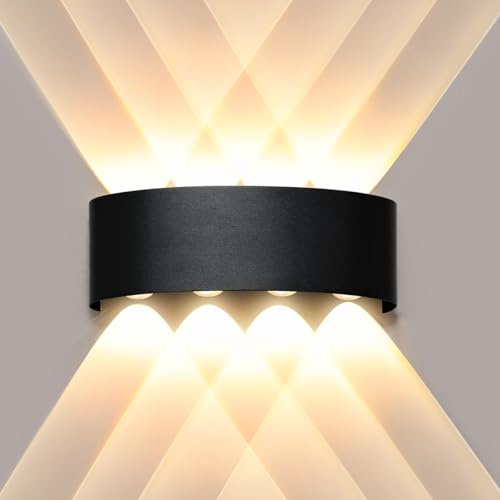 Ankey Modern 8W LED Wall Light, Up and Down Wall Lamp Sconce, IP65 Waterproof Aluminum Outdoor Wall Lights, 3000K Warm White for Living Room Bedroom Balcon Corridor