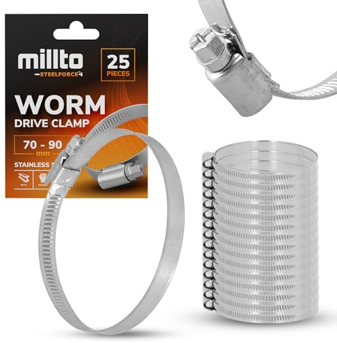 25x Collier De Serrage Inox 70-90 mm Pour Tuyaux Souples Rigides Jardin Arrosage Voiture Bricolage Maison Usage Industriel Réglable À Vis En Acier Inoxydable