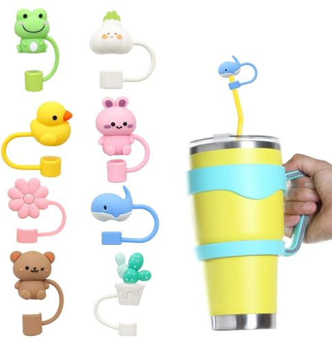 8-Pack Stanley Straw Cover, Dust-Proof Straws Toppers for Stanley Cup, Reusable Silicone Straw Caps for 30oz & 40oz Tumblers, Travel-Friendly Accessories for Office, School and Outdoor Use