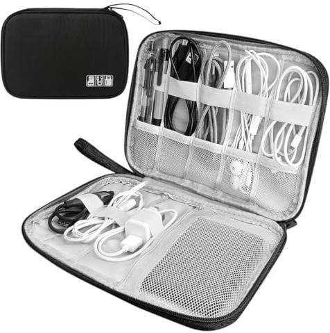 Sac Électronique, Étanche Sac de Câble de Voyage Grande Capacité Antichoc, pour Disques Durs, Câbles, Chargeur, Téléphoner, USB, Carte SD