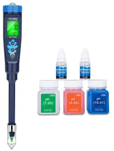 YINMIK pH Mètre de Sol Électronique, Testeur pH de la Terre pour Alimentaire, Eau, Mesurer Le pH des Plantes, Jardin, Fermes, Cours, Pâte Fermentée, Piscine, Aquarium, Brassage