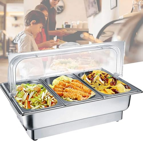 Scaldavivande in acciaio inox, scaldavivande da 9 l, con vassoio riscaldante, per buffet, matrimoni o feste, 1/2 dimensioni