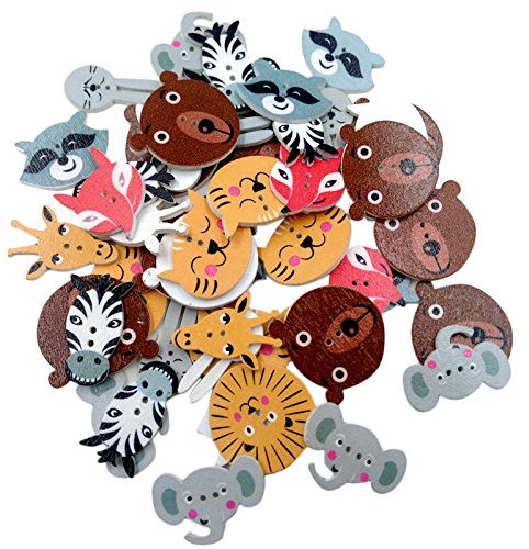 50 Stück Verschiedene Tiere Holz Knopf Knöpfe Holzknopf Nähen Handwerk 20mm