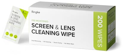 Ringke Lingettes Nettoyantes [200 pcs] – Lingettes Pré-Humidifiées Antibactériennes pour Smartphones, Appareils Photo, Lunettes et Écrans d’Ordinateurs, Emballées Individuellement