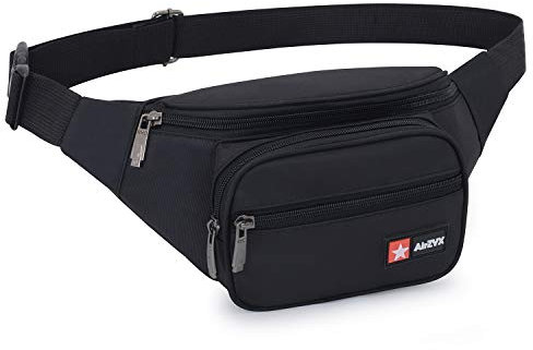 wasserdichte Bauchtasche Damen Herren für Reise und Sport, Hüfttasche für Damen und Herren Sport, Bauchtasche Wasserdicht Hüfttaschen für Running (Schwarz)