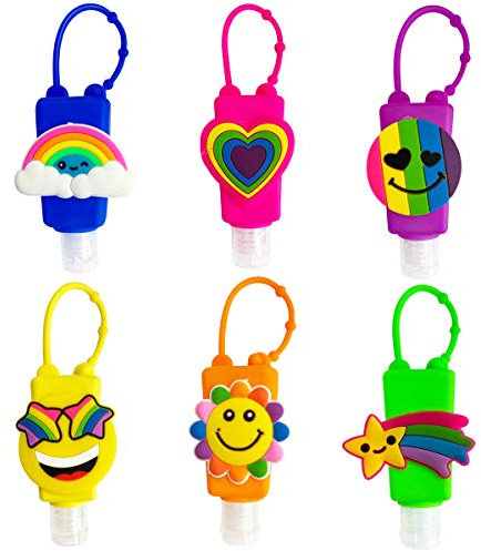Ulife Mall 6 Pezzi Bottiglia da Viaggio Vuota per Gel Igienizzante Mani, 30 ml Contenitori Riutilizzabili per Sapone Liquido, Disinfettante per Mani, Lozione, Accessori da Viaggio Bambini - Arcobaleno