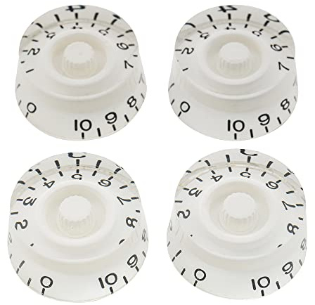 Musiclily Pro Linkshänder Metrische Größe 18 Splines Zylinder-Form Potiknopfe Speed Knobs für Epiphone Les Paul SG Style E-Gitarre, Weiß(4er Set)