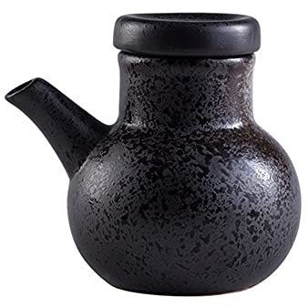 Bouteille Céramique Huilier et vinaigrier Bouchon céramique Distributeur d'olive d'huile de Stockage Bouteille D'huile Buse d'huile Huilier Avec couverture Anti-Fuite Cuisine/Big/Black