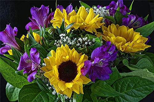 YANCONG Puzzle Collection 500 Pièces, Puzzle 3D, Tournesols Bouquets Fleurs Photo
