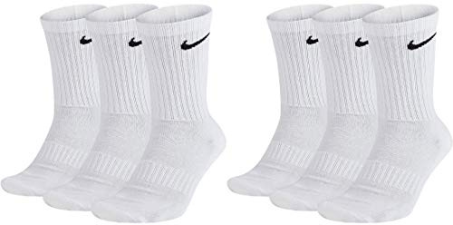NIKE 6 Paar Socken Herren Damen Weiß Grau Schwarz Tennissocken Sparset SX7664, Farbe:weiß, Größe:42-46