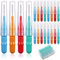 Interdentalbürste Zahnstocher Zahnseide Kopf Dental Zahnbürste Oral Zahnseide Zahnstocher Reiniger Zahnreinigung Werkzeug mit Aufbewahrungsbox, Rot, Blau, Grün, Orange (20)