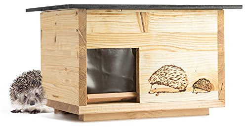 Igelhaus Neu imprägniert (IG4) Igelhotel Igelhütte Igelfutterhaus - Igelhaus mit Rattenklappe - mit Boden und Abnehmbarer Dachöffnung zur leichteren Reinigung
