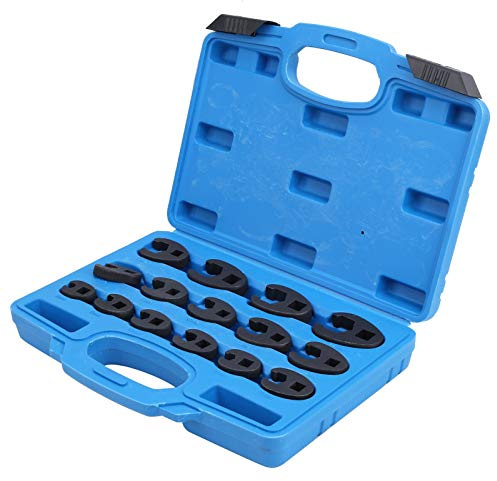 Ejoyous Metric Crowfoot Spanner, Flare Nut Wrench Set of 15 Interchangeable Hex Open-end Wrenches 8mm-24mm, 3/8'' & 1/2'' Drive Compatible