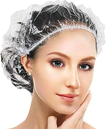 GCQQ 100Pcs Disposable Shower Caps, 45CM Clear Plastic Caps for Women, Long Hair, Hotel, Spa