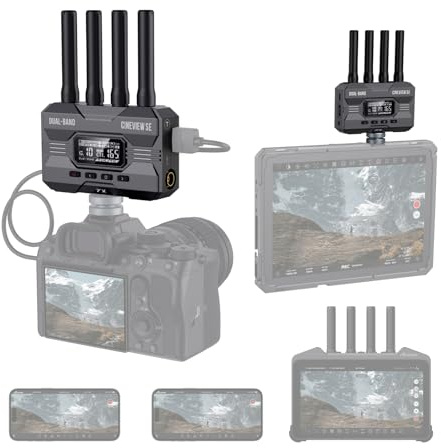 Accsoon CineView SE Wireless Video Transmission, 2.4GHz+5GHz Dual-Band Technology Wireless HDMI Transmitter and Receiver, 1200ft Range, 0.05s Delay and 1080P HD Video, HDMI and SDI, Support 4 Devices