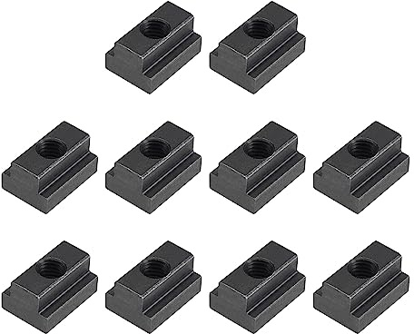uxcell M8 Thread T Slot Nuts, Alloy Steel Black Oxide Finish Grade 8.8 Tapped Through Slot T-Nuts Furniture 10Pcs