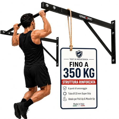 CIPRIANI SPORT® - Barra Trazioni a Muro 100x100 cm per Home Gym - Wall Bar Professionale per Muscle Up & Pull Up - Kit di Fissaggio Incluso - Robusta per Calisthenics fitness, Indoor Palestra