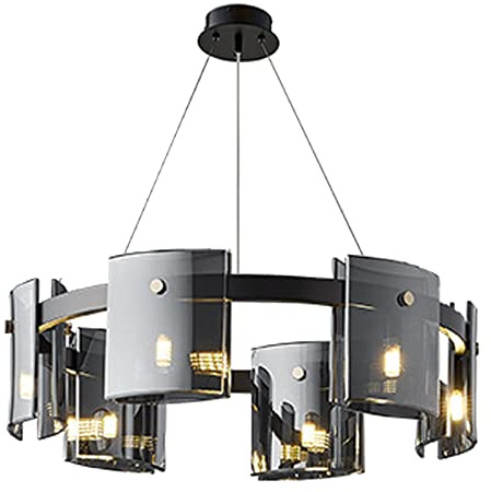 AHXIAOZN Modern Kronleuchter Kristall Leuchte Schwarz,6xG9 Kristall Deckenleuchte,Quadratischer K9 Kristall Wohnzimmerlampe für Esszimmer,Wohnzimmer,Café,Bar (60cm)