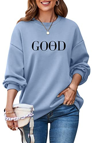 ORANDESIGNE Femme Lettre Imprimé Sweatshirts Oversized Pull À Manches Longues Hiver Sweat Col Rond Pullover Mode Chemise Fille Sweat sans Capuche Automne et Hiver Streetwear Tops