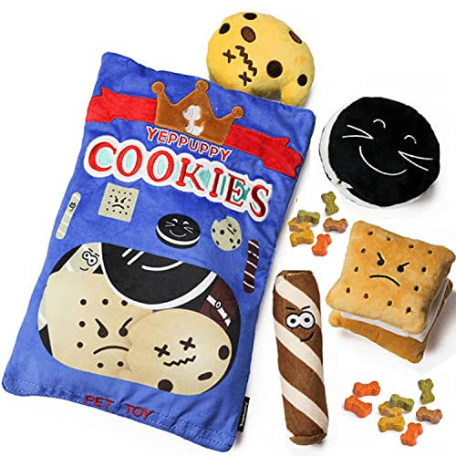 YEPPUPPY Schnüffel Puzzle Spielzeug für Hunde – Hundebereicherung, mentale Stimulation mit quietschend Sound für natürliche Nahrungssuche (Keksform)- Hundespielzeug für kleine, mittlere, große Hunde