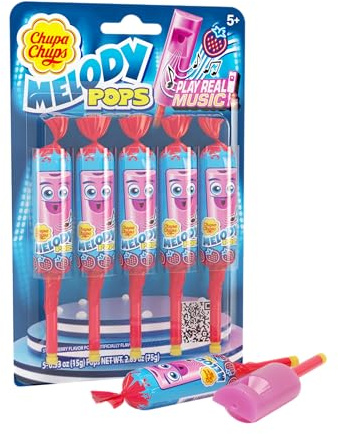 Chupa Chups Melody Pop, aroma di fragola, lecca lecca lecca, confezione da 5