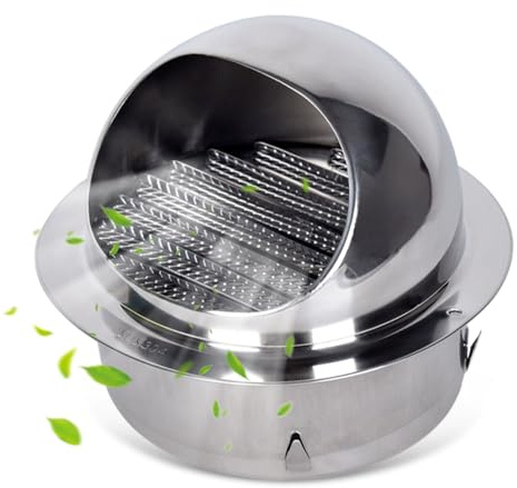 Rejilla Ventilación 130mm Acero Inoxidable Malla Fina Cubierta Redonda | Salida Aire Prueba Lluvia para Baño Cocina Secadora Extractora