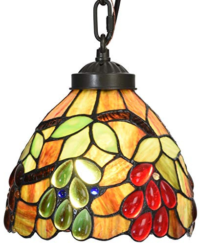 Bieye L30761 Deckenpendelleuchte in Traubenform aus Buntglas im Tiffany-Stil für das Esszimmer
