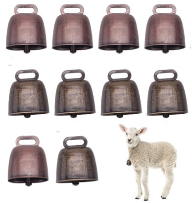 Tagtight 10 CS Cloches en métal de Style Antique pour Vache, Vache Cheval Mouton Paissant Petites Cloches en Laiton, Cloche RéTro Cloche pour Chiens Cloche de chèvre, de Vache, de Cheval