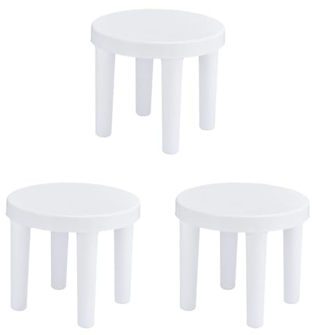 LIFKOME Niedriger Hocker 3Er Set Runder Tritthocker Aus Kunststoff Anti-Rutsch Tragbar Für Badezimmer Toilette Wohnmobil Kinder Und Erwachsene 25.00 X 25.00 X 63.00 cm