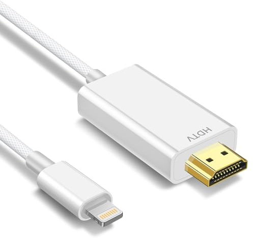 Muchfox 3.3Feet Lightning to HDMI Cable for iPhone to TV, iPhone to HDMI Adapter, 1080P Digital AV Sync Screen Connector on HDTV/Monitor/Projector, Plug and Play