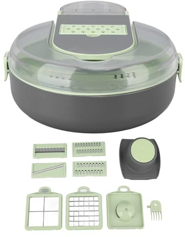 Gemüseschneider, Küchenreiben-Set, 8 Schneidmodi, Edelstahlklingen, Multifunktionaler Gemüseschneider Kartoffeln, Karotten (Grün)